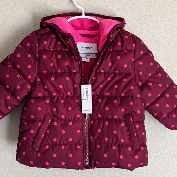 NWT Old Navy Maroon Pink Puffer Coat - Picture 6 of 6